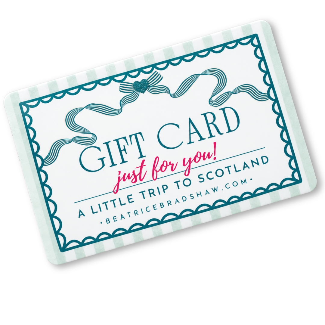 Beatrice Bradshaw gift card: A little trip to Scotland, for spicy Scottish romance ebooks and paperbacks