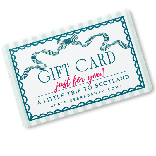 Beatrice Bradshaw gift card: A little trip to Scotland, for spicy Scottish romance ebooks and paperbacks