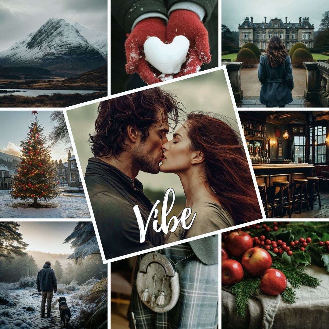 Love in the Scottish Winter Highlands vibe collage